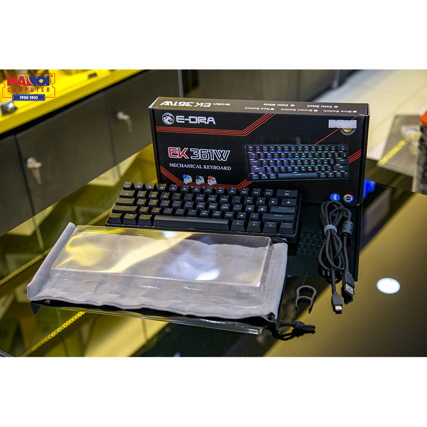 Bàn phím cơ E-Dra EK361W Black (Outemu Blue switch/ABS/USB/Led RGB/Đen)