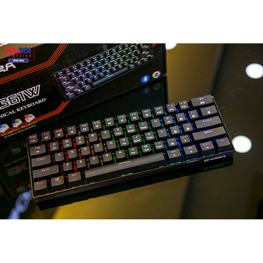 Bàn phím cơ E-Dra EK361W Black (Outemu Blue switch/ABS/USB/Led RGB/Đen)