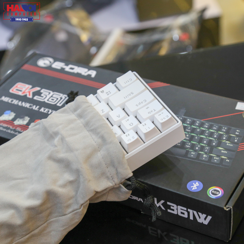 Bàn phím cơ E-Dra EK361W White (Outemu Red switch/ABS/USB/Led RGB/Trắng)