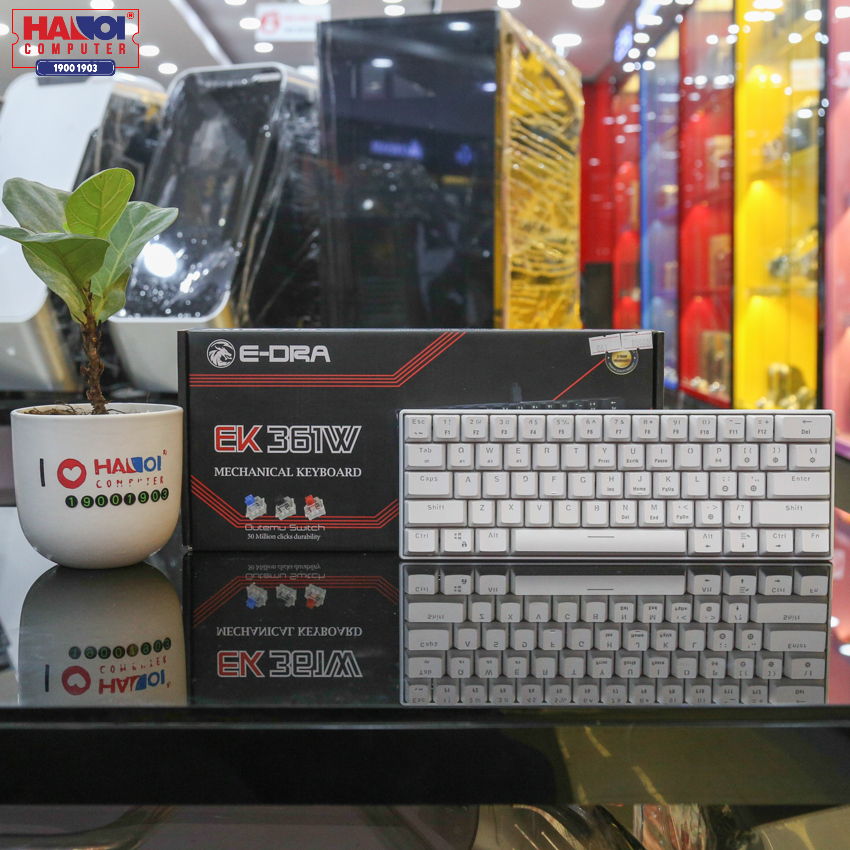 Bàn phím cơ E-Dra EK361W White (Outemu Blue switch/ABS/USB/Led RGB/Trắng)