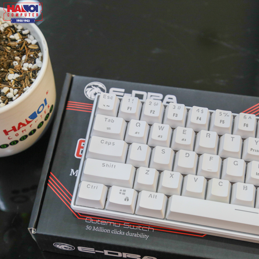 Bàn phím cơ E-Dra EK361W White (Outemu Blue switch/ABS/USB/Led RGB/Trắng)