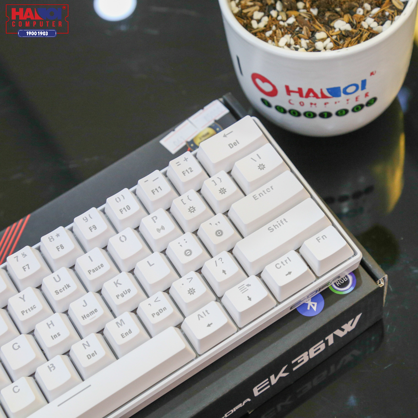 Bàn phím cơ E-Dra EK361W White (Outemu Blue switch/ABS/USB/Led RGB/Trắng)