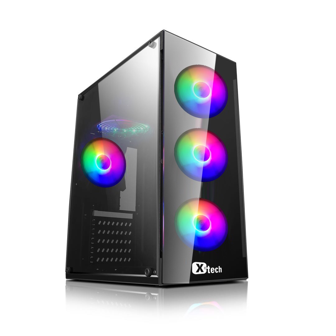 Vỏ Case Gaming XTECH  G340 (Mid Tower/Màu Đen/ Kèm 4 Fan RGB)