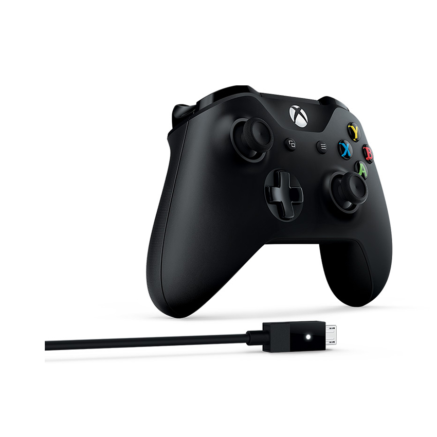 Tay cầm chơi game Microsoft Xbox Wireless Controller - Black + Cable (Hàng chính hãng)