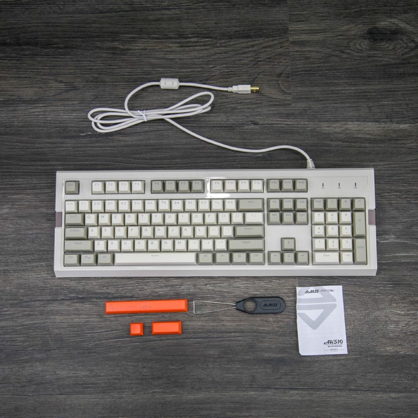 Bàn phím Ajazz AK510 Brown switch (USB/RGB led/Ajazz switch/PBT/màu trắng xám)