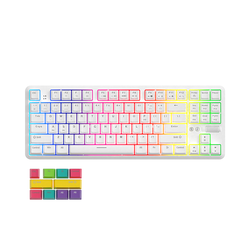 Bàn phím Ajazz K870T Blue switch (USB/RGB led/ Huano switch/màu trắng)