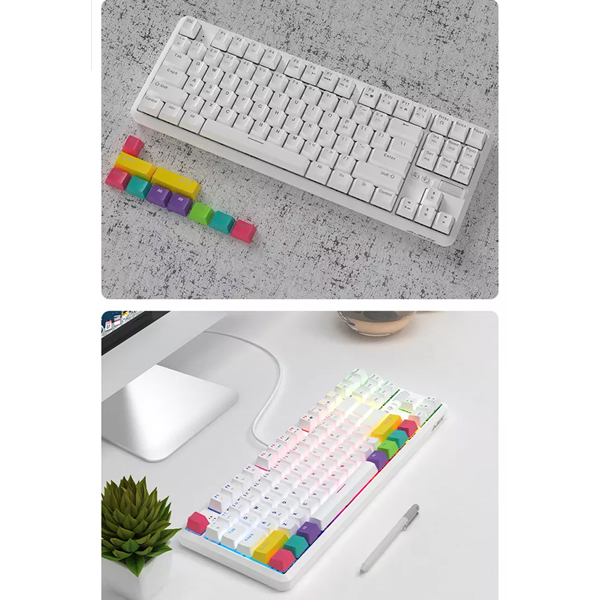 Bàn phím Ajazz K870T Red switch (USB/RGB led/ Huano switch/màu trắng)