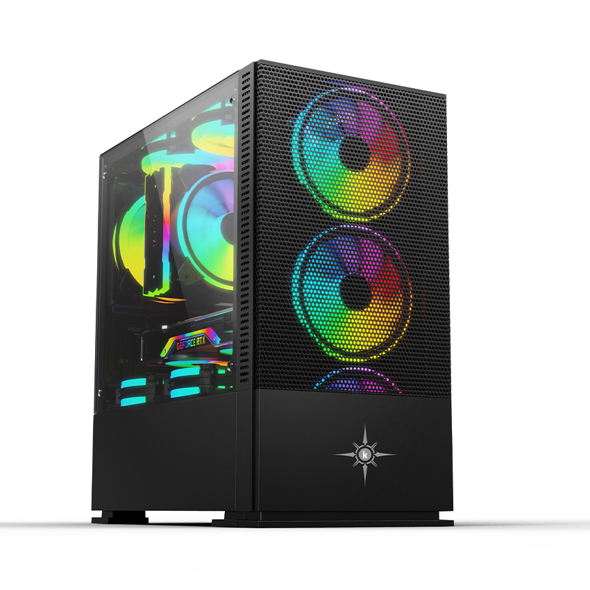 Vỏ case KENOO ESPORT G562 -3F - Black 3 fan RGB (Mid Tower/ Màu Đen)