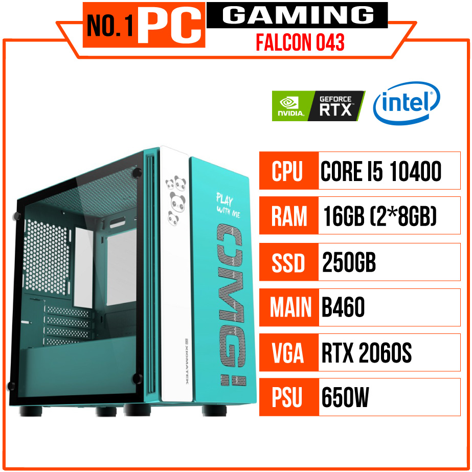 PC GAMING FALCON 043 (i5 10400/B460/16GB RAM/250GB SSD/RTX 2060 SUPER/650W/RGB)