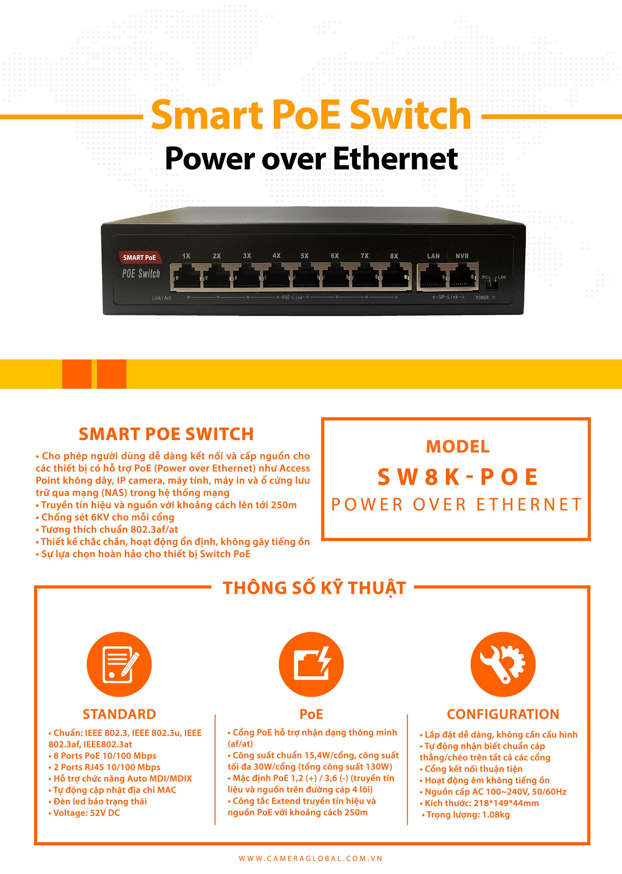 Switch 8 cổng SW8K-POE