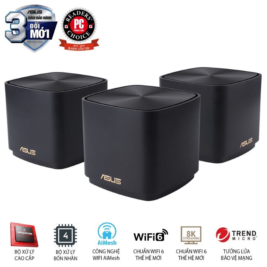 Bộ phát wifi ASUS XD4 (B-3-PK) Mesh wifi 6, Chuẩn AX1800