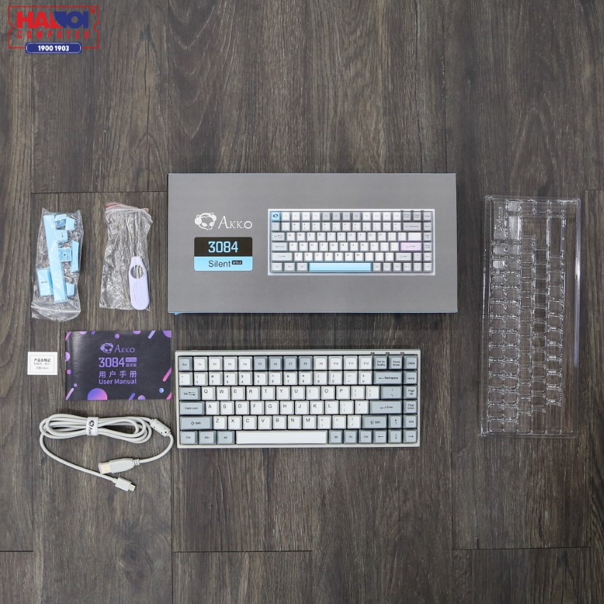 Bàn phím Akko 3084 Silent Bluetooth 5.0 (Gateron Pink sw)