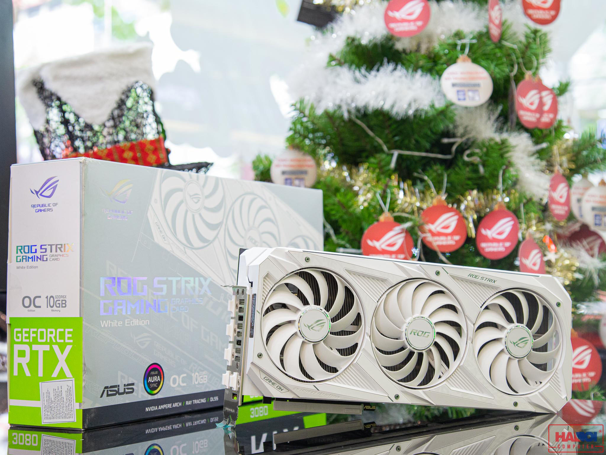 Card màn hình ASUS ROG STRIX RTX 3080-O10G-WHITE (10GB GDDR6X, 320-bit, HDMI +DP, 3x8-pin)