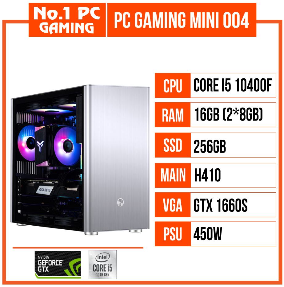 PC GAMING MINI 005 (10400F/H410/16GB RAM/256GB SSD/GTX 1660 SUPER/450W/RGB)