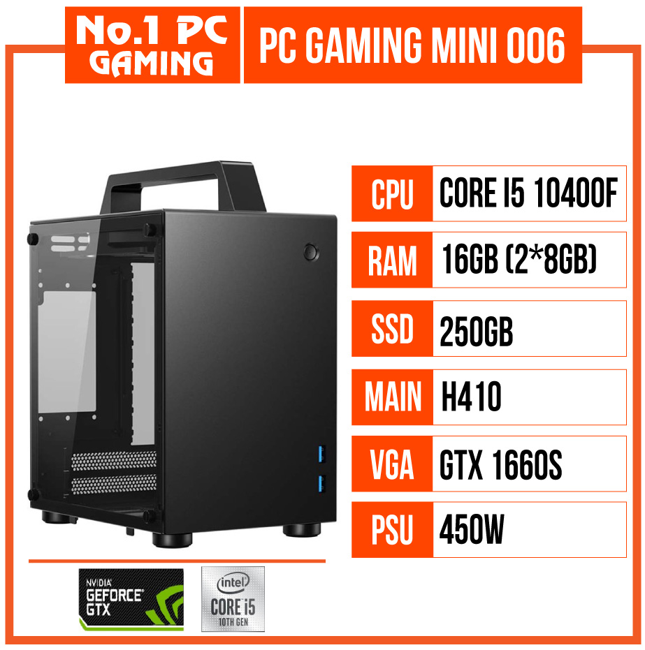 PC GAMING MINI 006 (10400F/H410/16GB RAM/256GB SSD/GTX 1660 SUPER/450W/RGB)