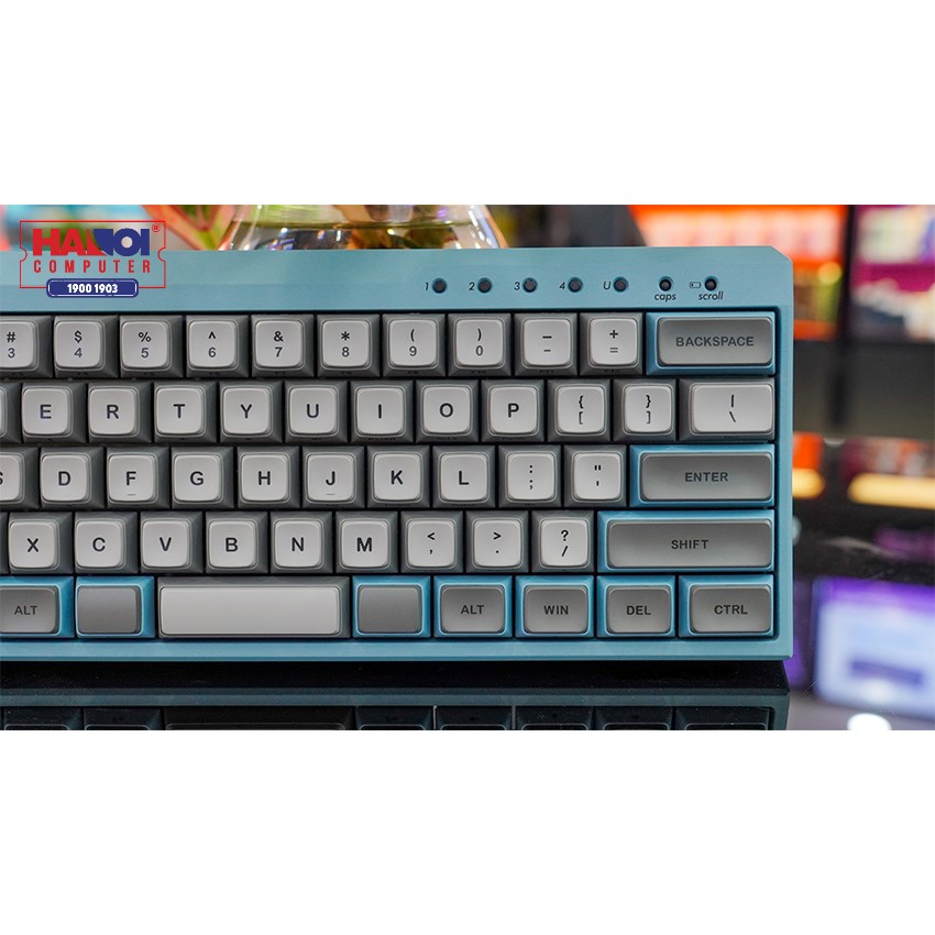 Bàn phím cơ Không dây Filco Majestouch Minila Air-R Convertible Asagi (Bluetooth/Blue switch) (FFBTR63MC/EAG)