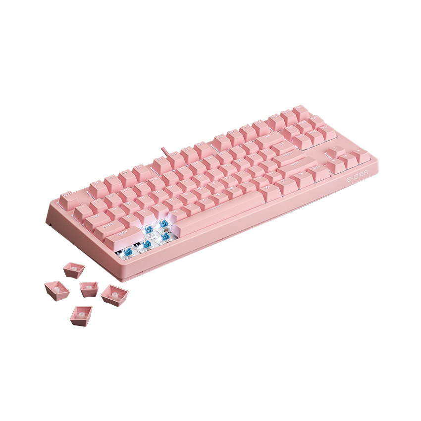 Bàn phím cơ Edra EK387 pink Huano brown sw (usb/màu hồng/led trắng)