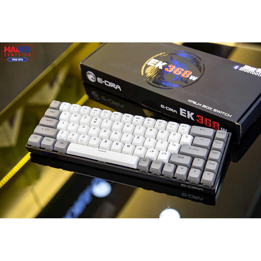 Bàn phím cơ Không dây EDra EK368W Đen (USB/PBT/Kailbox White sw)