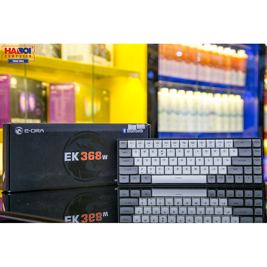Bàn phím cơ Không dây EDra EK368W Đen (USB/PBT/Kailbox Brown sw)
