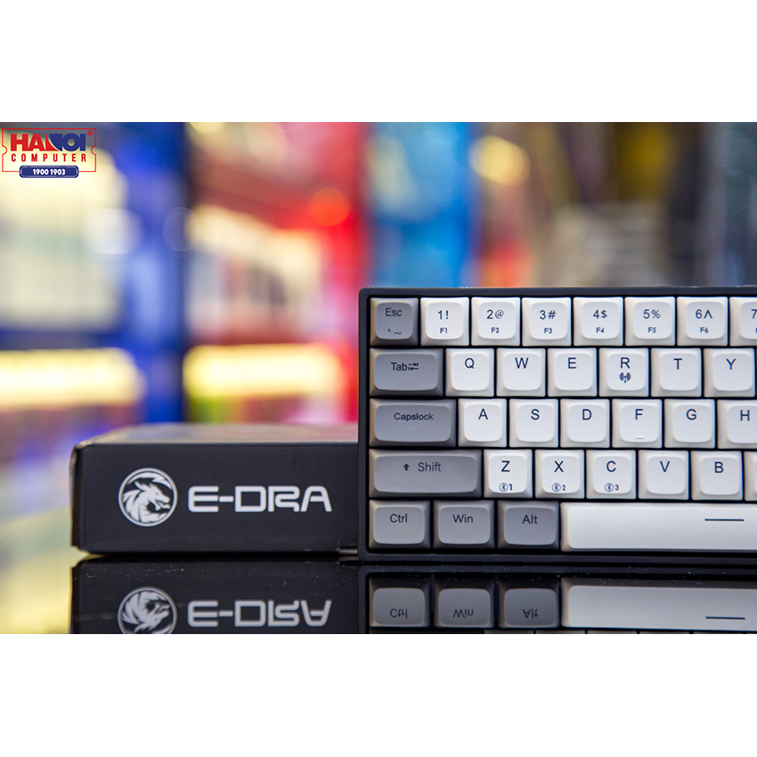 Bàn phím cơ Không dây EDra EK368W Đen (USB/PBT/Kailbox Brown sw)