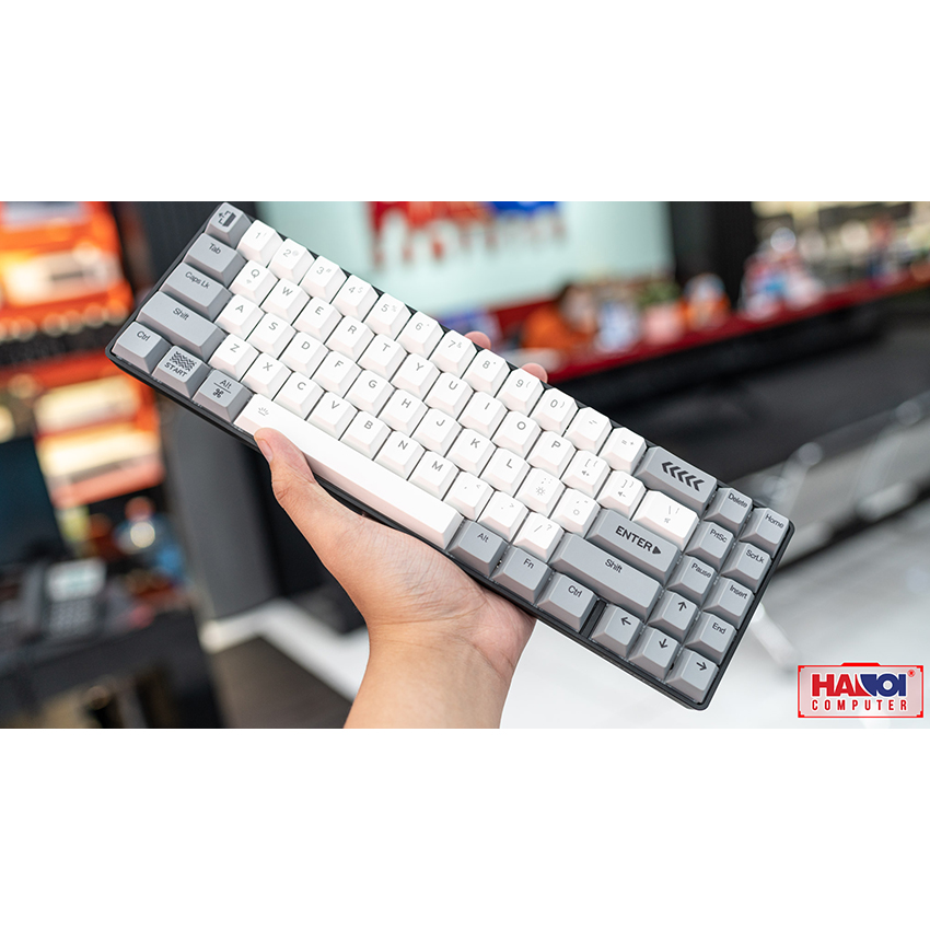 Bàn phím cơ không dây Dareu EK871 (Bluetooth/Grey white/Led xanh/Brown sw)