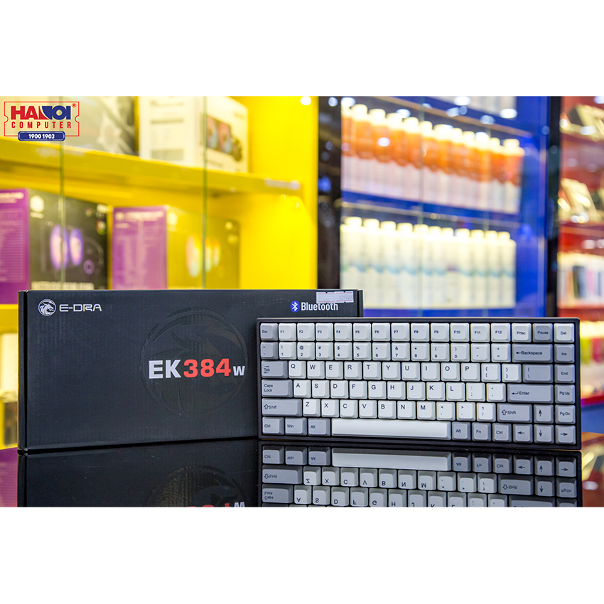 Bàn phím cơ Không dây Edra EK384W (USB/PBT/Gateron Blue sw)