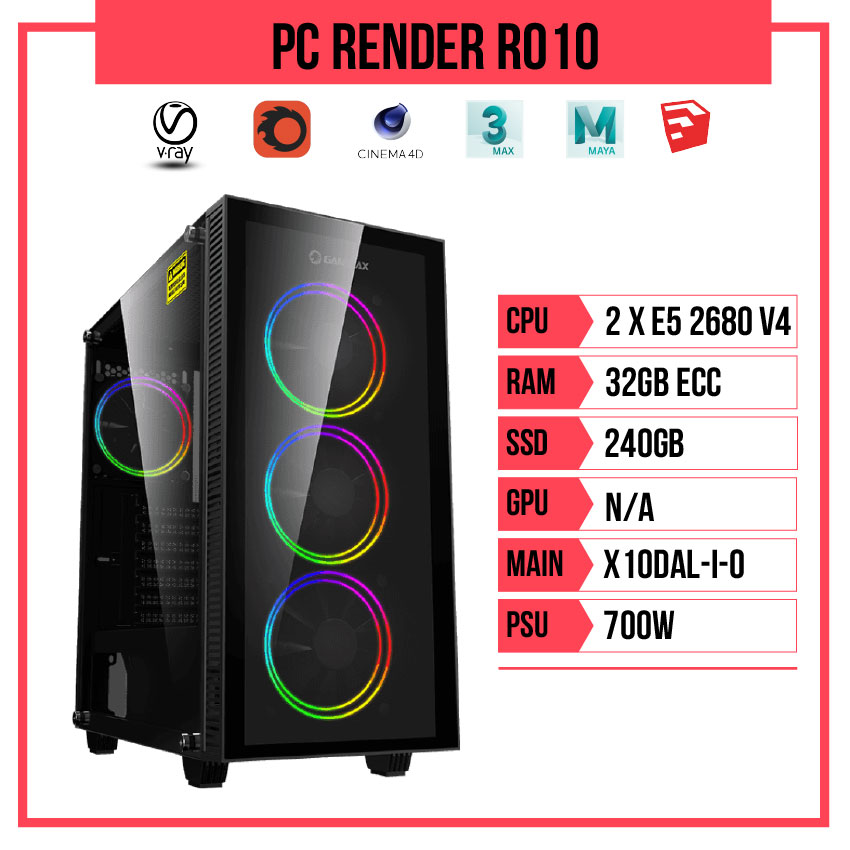 PC HACOM Render R010 (Dual E5-2680v4/C612/32GB RAM/240GB SSD/700W)