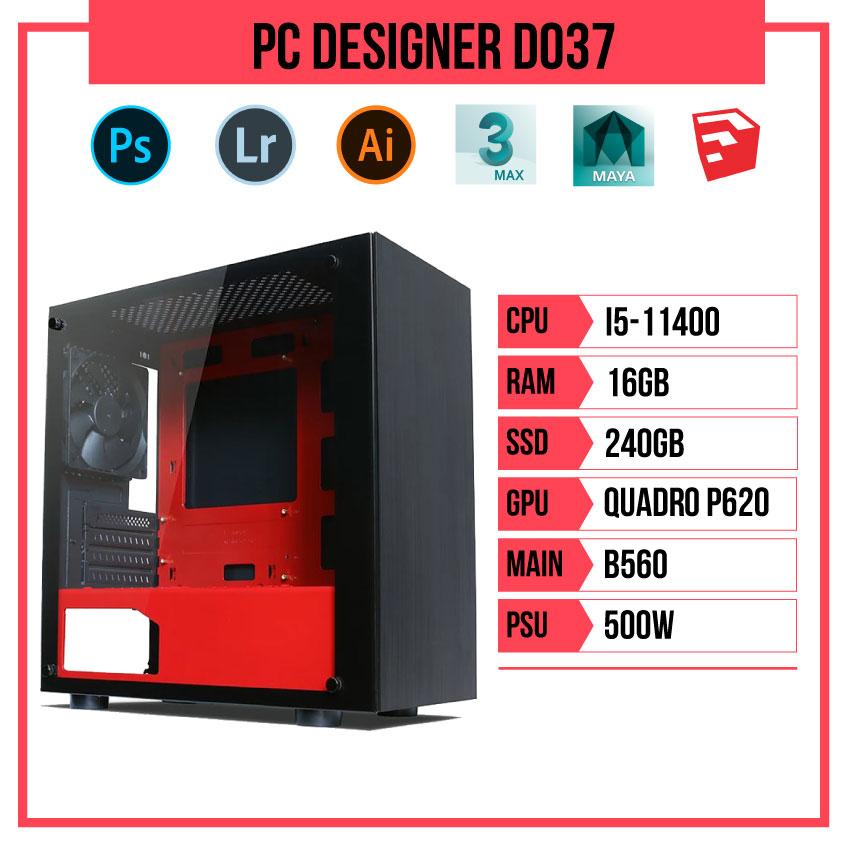 PC HACOM Designer D037 (i5-11400/B560/16GB RAM/240GB SSD/Quadro P620/500W)