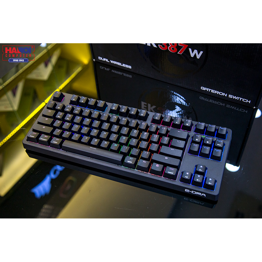 Bàn phím cơ không dây Edra EK387W đen (USB/RGB/Gateron Brown sw)