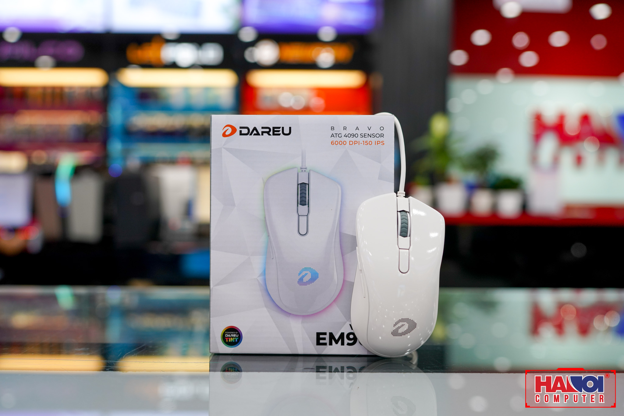 Chuột Dareu EM908 Arctic RGB (USB/màu trắng)