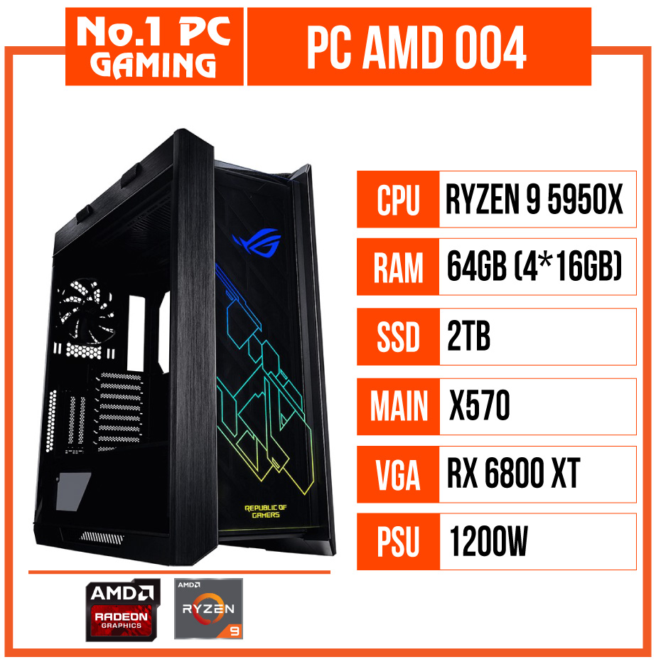 PC GAMING AMD 004 (R9 5950X/X570/64GB RAM/2TB SSD/RX 6800/1200W)