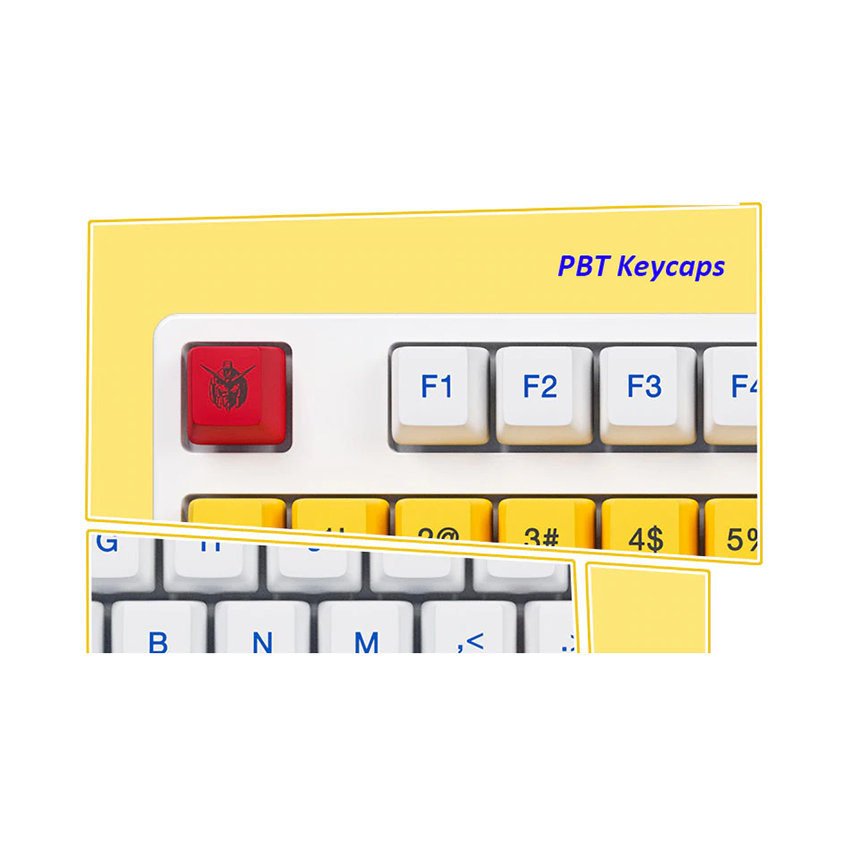 Bàn phím IKBC Gundam v1.0 TKL (Red sw) (PBT/Cherry sw/USBC/Trắng-Xanh-Vàng)