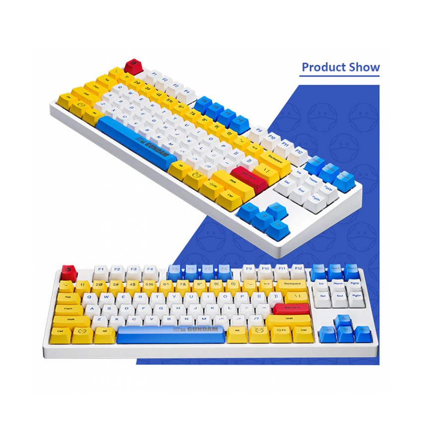 Bàn phím IKBC Gundam v1.0 TKL (Red sw) (PBT/Cherry sw/USBC/Trắng-Xanh-Vàng)