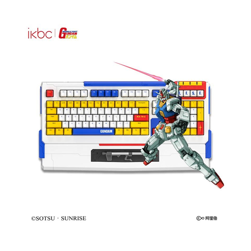 Bàn phím IKBC Gundam v2.0 Fullsize (Red sw) (PBT/Cherry sw/USBC/Trắng-Xanh-Vàng/Kê tay)
