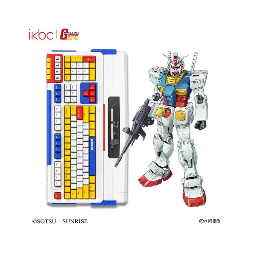 Bàn phím IKBC Gundam v2.0 Fullsize (Blue sw) (PBT/Cherry sw/USBC/Trắng-Xanh-Vàng/Kê tay)