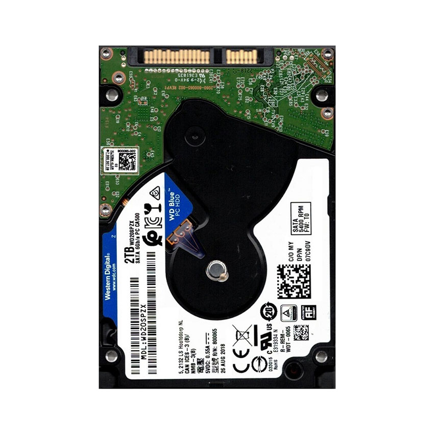 Ổ cứng HDD Laptop WD 2TB Blue 2.5 inch, 5400RPM, SATA3, 128MB Cache (WD20SPZX)