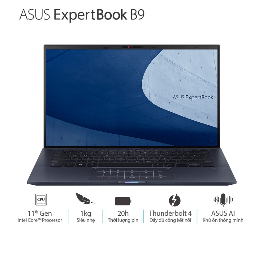 Laptop Asus ExpertBook B9 B9400CEA-KC0558T (i5 1135G7/8GB RAM/512GB SSD/14 FHD/Win10/Đen/Túi)