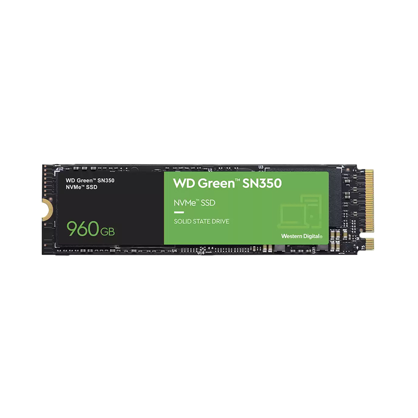 Ổ cứng SSD WD SN350 Green 960GB M.2 2280 PCIe NVMe 3x4 (Đọc 2400MB/s - Ghi 1900MB/s)-(WDS960G2G0C)