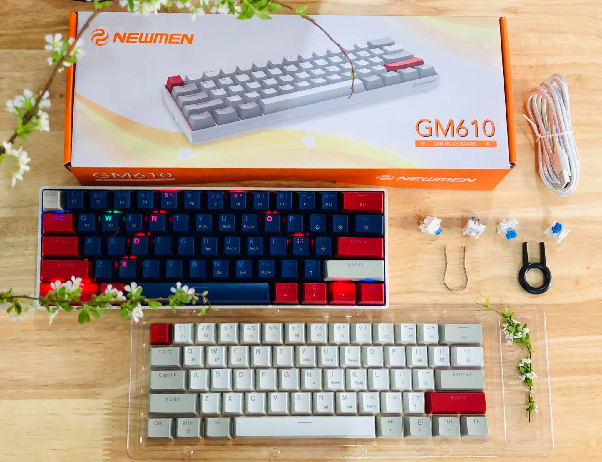 Bàn phím không dây Newmen GM610 RGB Dual mode Blue sw (USB/Bluetooth)