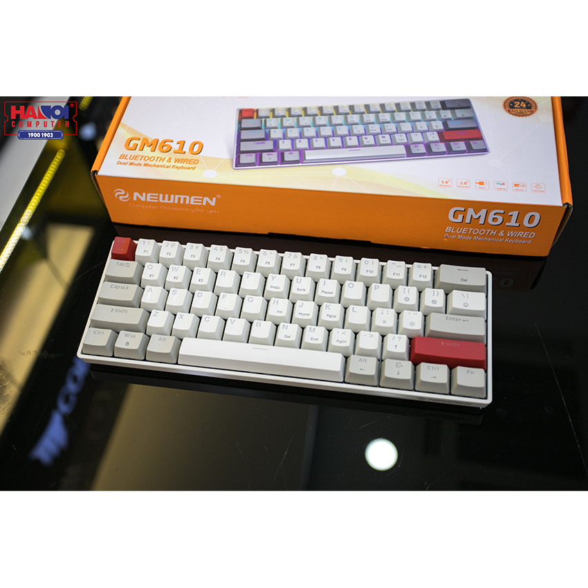 Bàn phím không dây Newmen GM610 RGB Dual mode Brown sw (USB/Bluetooth)