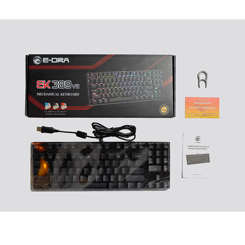 Bàn phím Edra EK389 V2 Red sw (Outemu/Led Rainbow/USB)