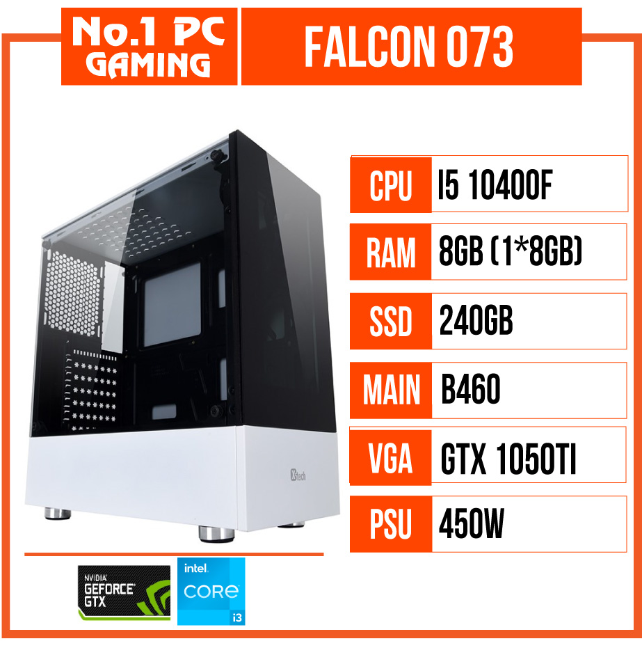 PC GAMING FALCON 073 (i5 10400F/B460/8GB RAM/GTX 1050Ti/450W)