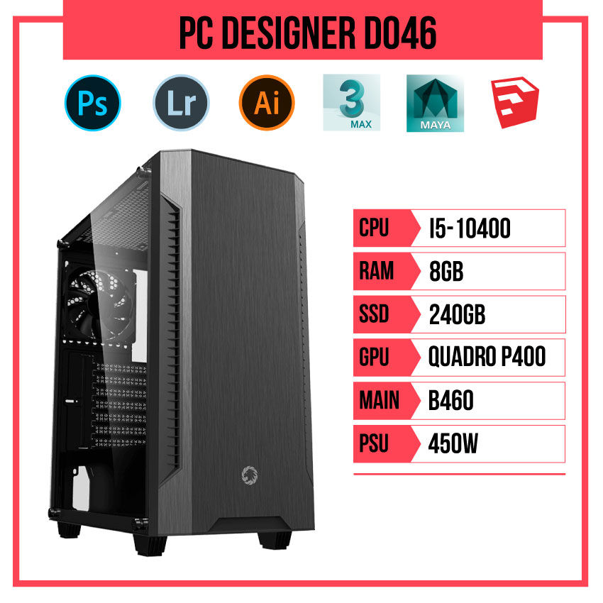 PC HACOM Designer D046 (i5-10400/B460/8GB RAM/240GB SSD/Quadro P400/450W)